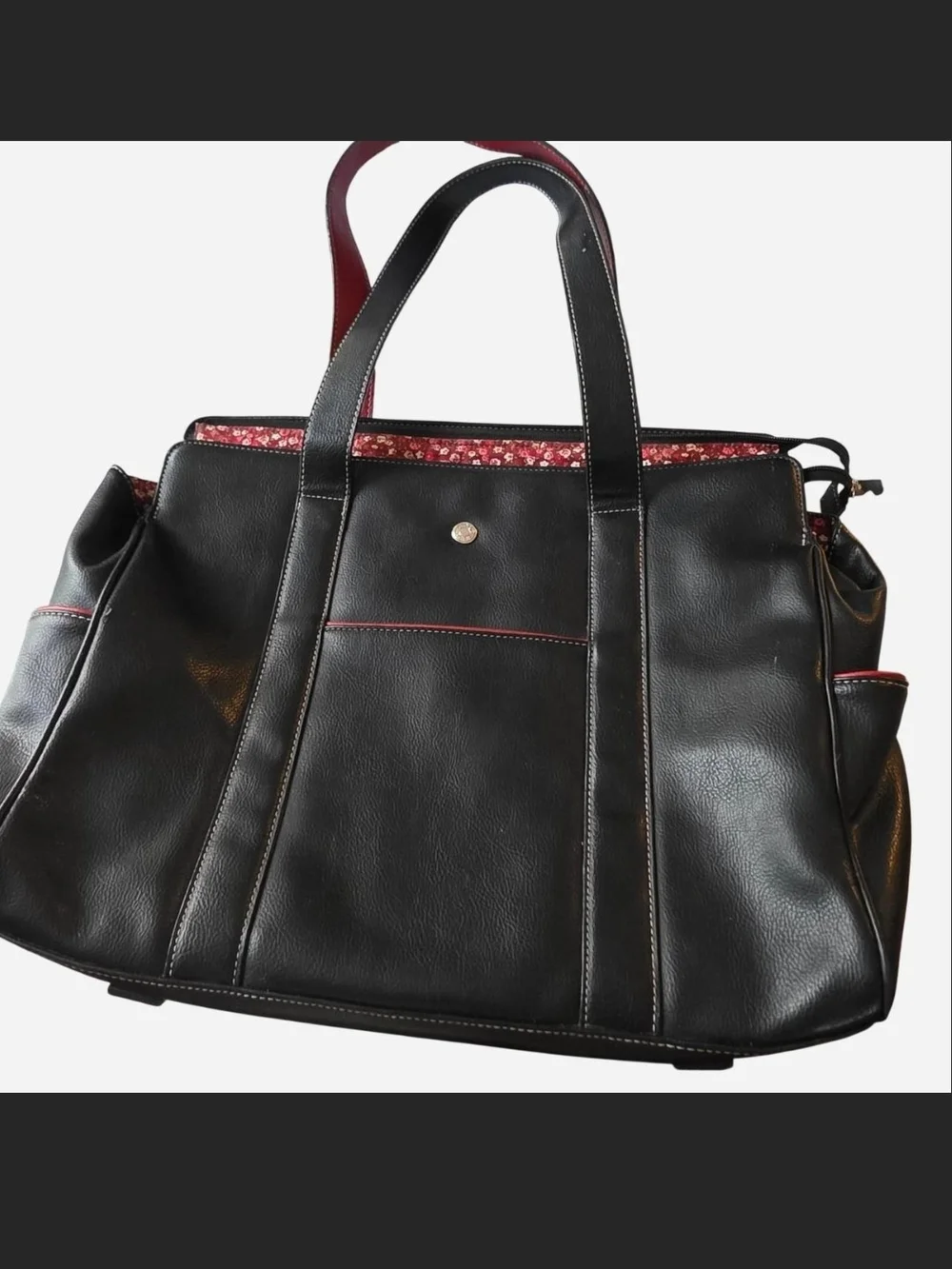 Liz Claiborne Black Tote Bag with Red Trim